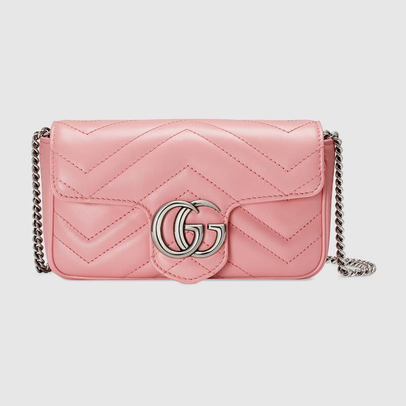 Gucci GG Marmont Matelasse Super Mini Shoulder Bag 476433 Pastel pink